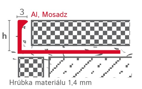 Schodový profil typ L-elox bronz kartáč AL 10mm/250cm Schodový profil typ L-elox bronz kartáč AL 10mm/250cm